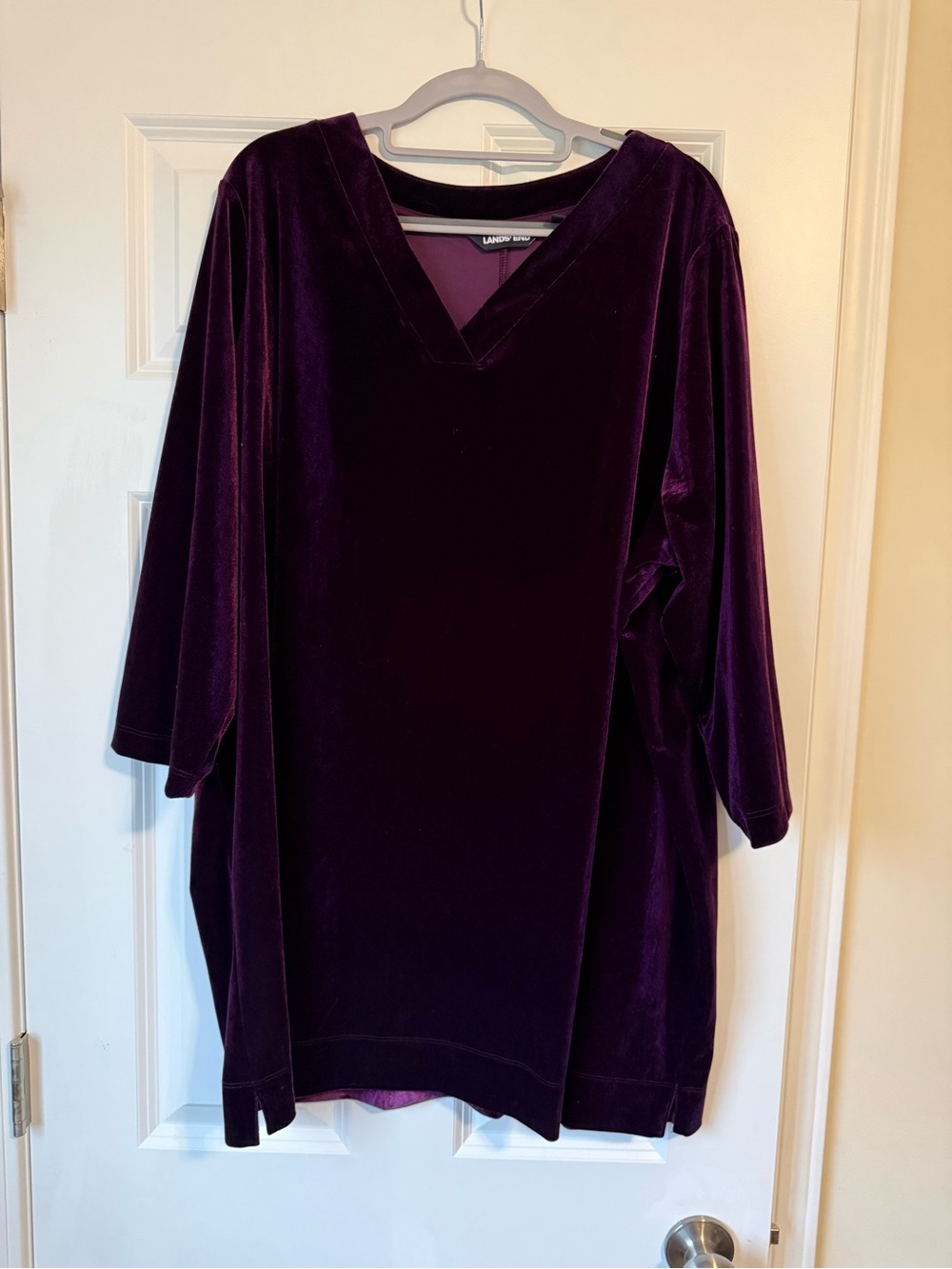 LANDS' END Velvet V-Neck Tunic Top
